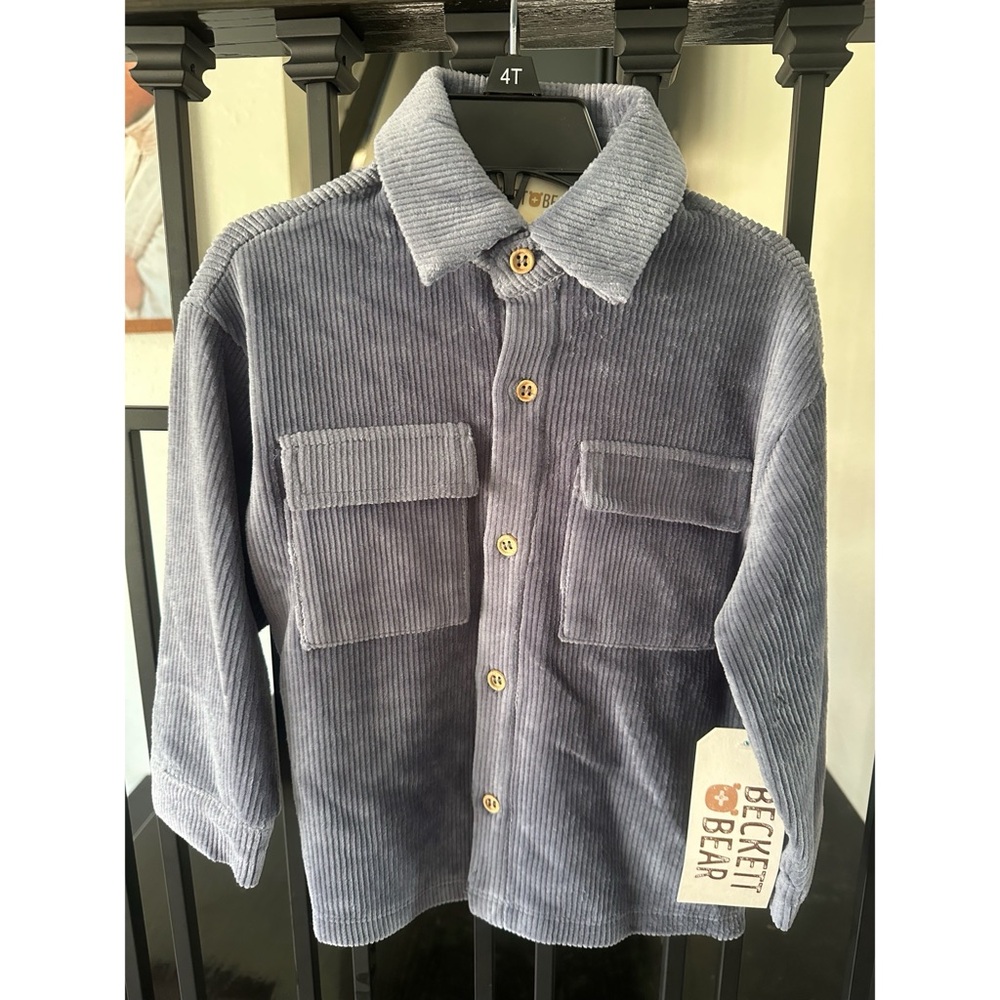 Boys' Corduroy Button-Down Shirt Jacket - Slate Blue, 4T